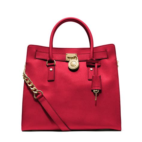 michael michael kors hamilton saffiano leather tote red|Michael Kors saffiano bag black.